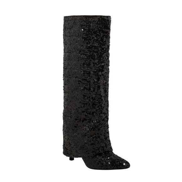 A New Day Womens Abba Sequin Foldover Tall Boots 91636693 Black 10M - Picture 8 of 10